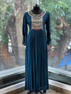 Blue Intricate Yolk Gown