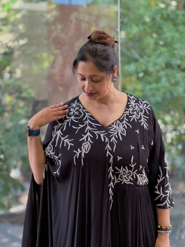 Black One Side Kaftan Gown