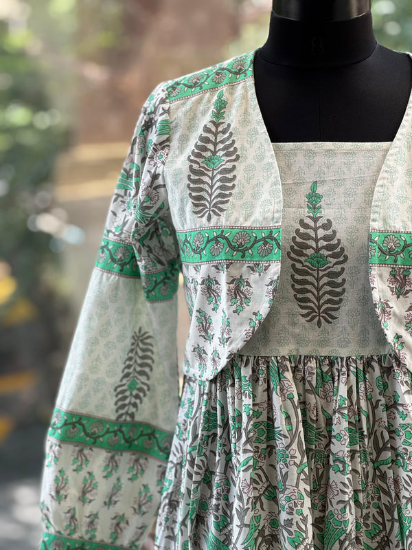 White/Green Block Print Tunic