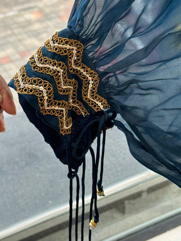 Blue Embroidered Kaftan Co Ord