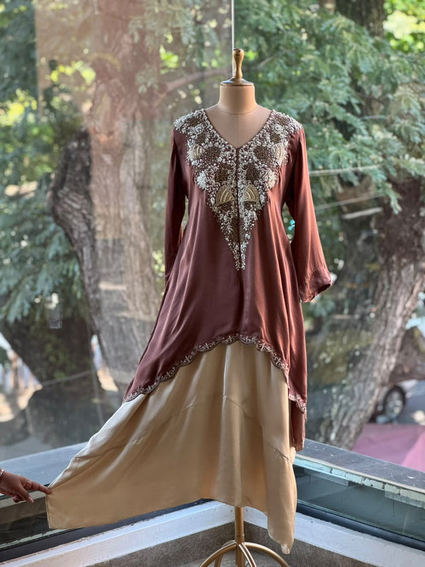 Brown Hand Work Harem Set