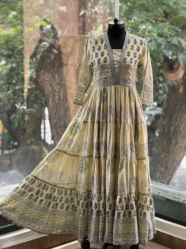 Beige Block Print Tunic
