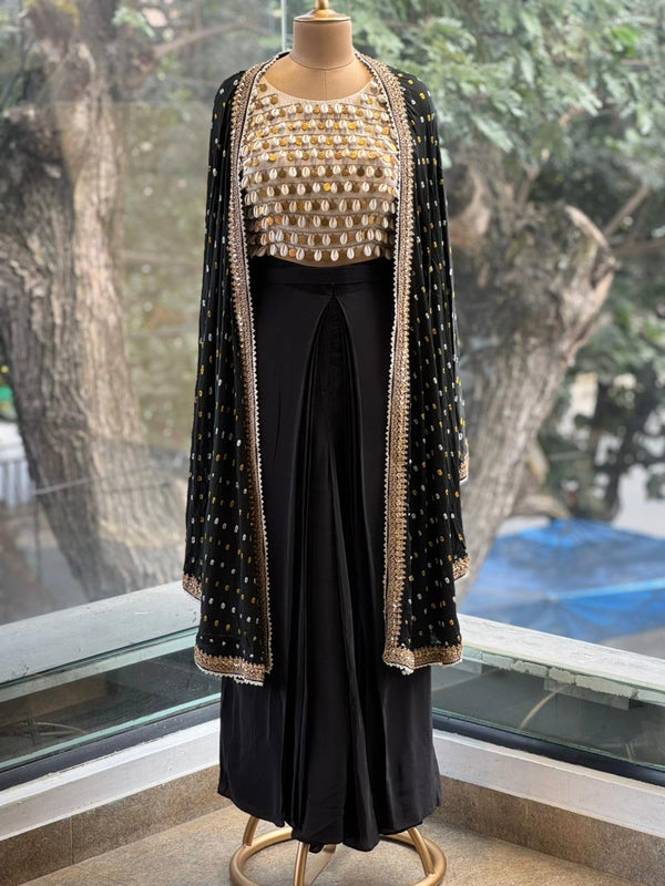 Black Bnadhej Print Cape Set