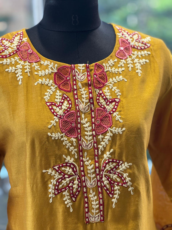 Yellow Embroidered Palazzo Set