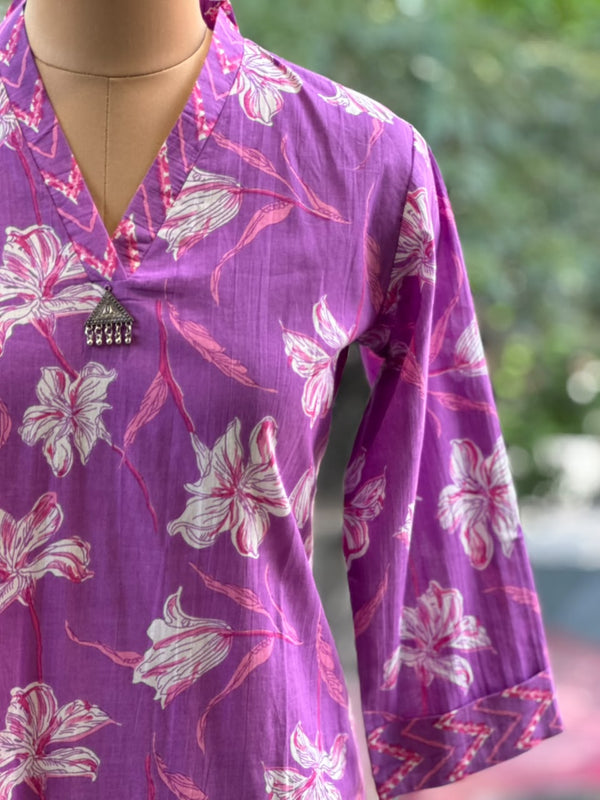 Purple V Neck Co Ord