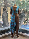Brown Checks Asymmetrical Dress