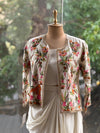 Cream Jacket Style Skirt Set