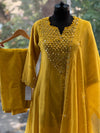 Yellow Mirror Work Dupatta Set