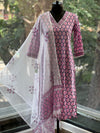 Purple lace V Neck Suit Set