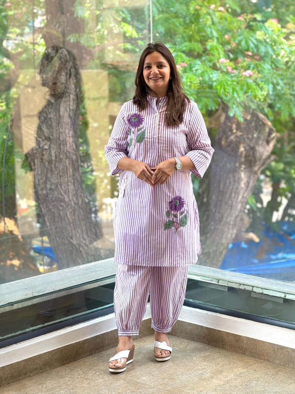 Purple Stipes Co Ord