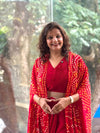 Red Bandhej Cape Set