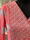Peach V neck Leaf Print Tunic