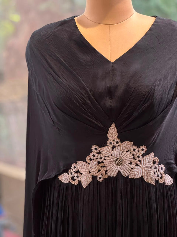 Black Satin Silk Gown