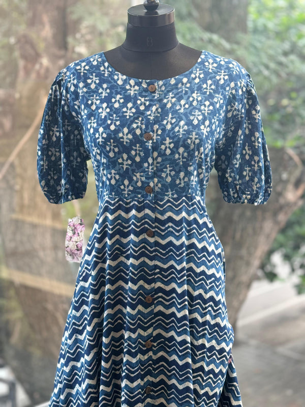 Indigo Printed Cowl Tunic