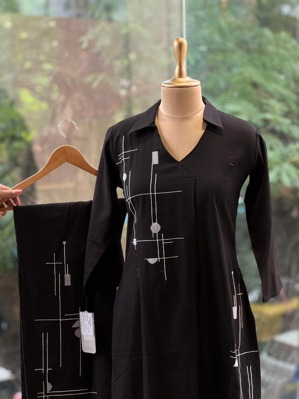 Black Embroidered Co Ord