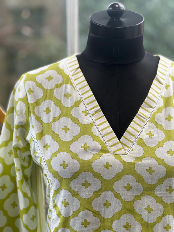 Green V Neck Co Ord