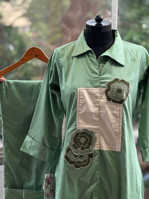 Green Collared Neck Co Ord