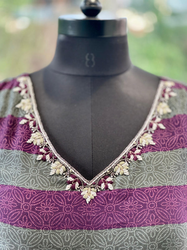 Grey/Purple Floral Lehenga Set