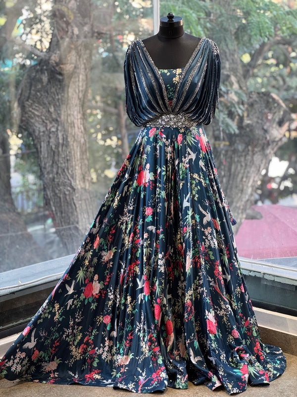 Blue Floral Gown