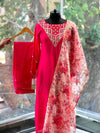 Pink Suit with Floral Dupatta