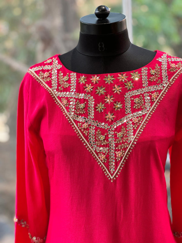 Pink Suit with Floral Dupatta