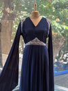Blue Tail Sleeves Gown