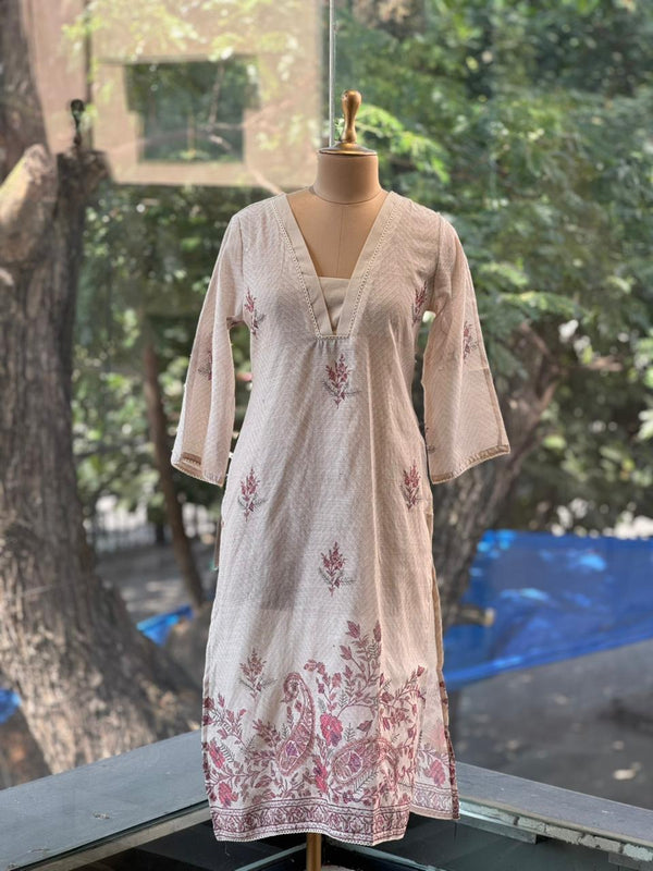 Beige Printed Suit