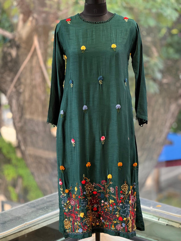 Green Thread Embroidered Co Ord