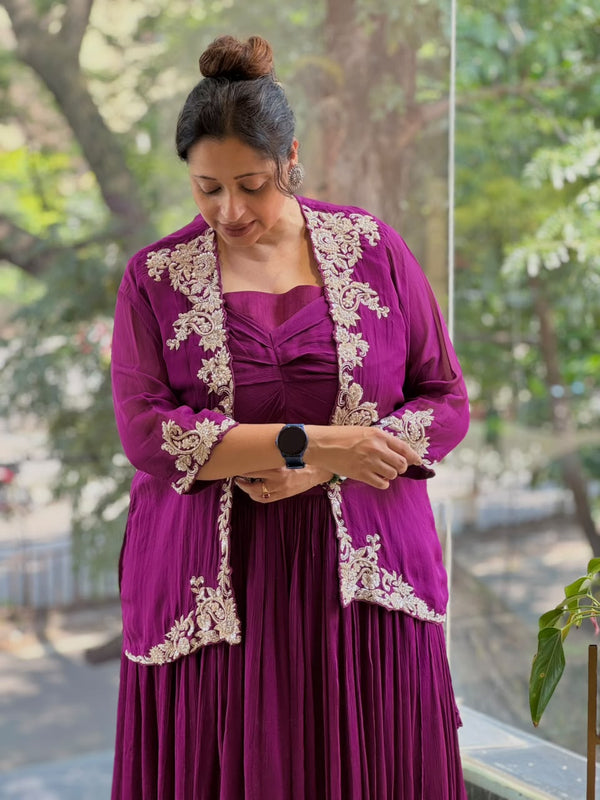 Purle Intricate Work Skirt Set