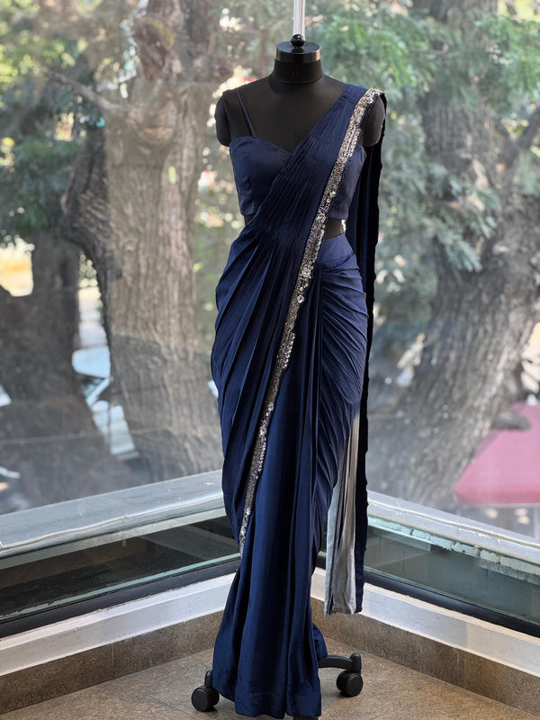 Navy Blue Designer Made Drape