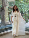 Half White Crush Flap Skirt Set