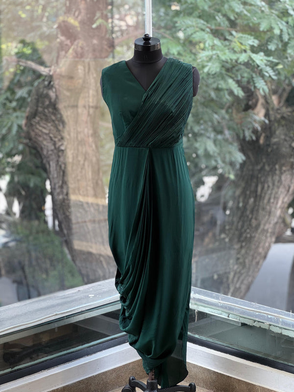 Green Bandhej Cape Set