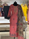 Peach Embroidered dupatta set