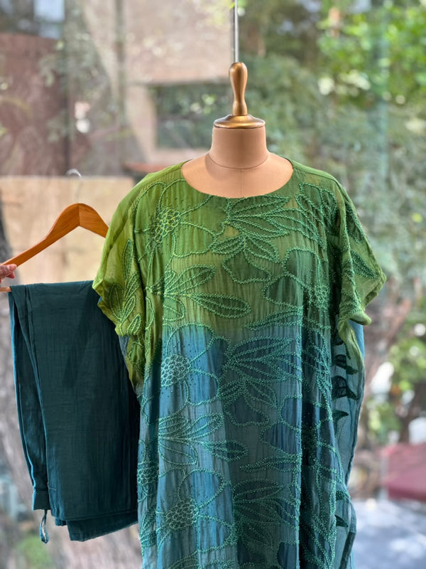 Green/Blue Shaded Kaftan Co Ord