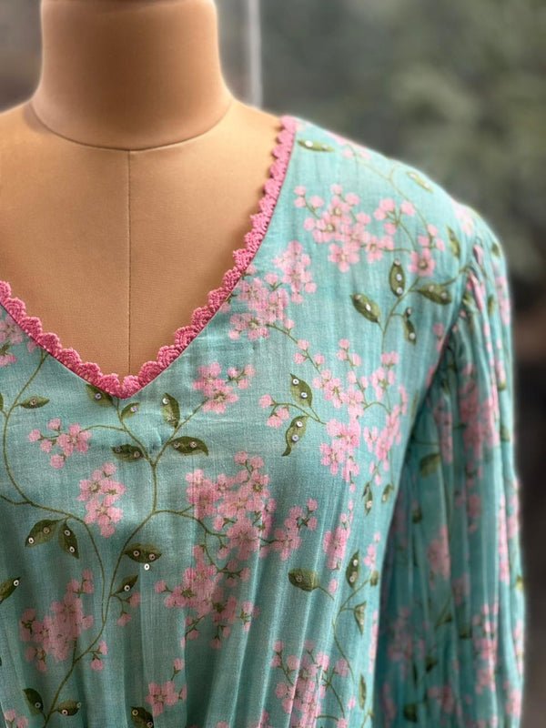 Light Blue Floral Tunic