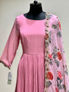 Pink Anarkali with Floral Dupatta