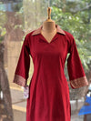 Maroon Collared Neck Co Ord