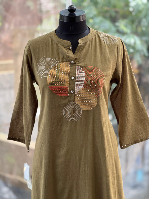 Mehndi Green Embroidered Suit