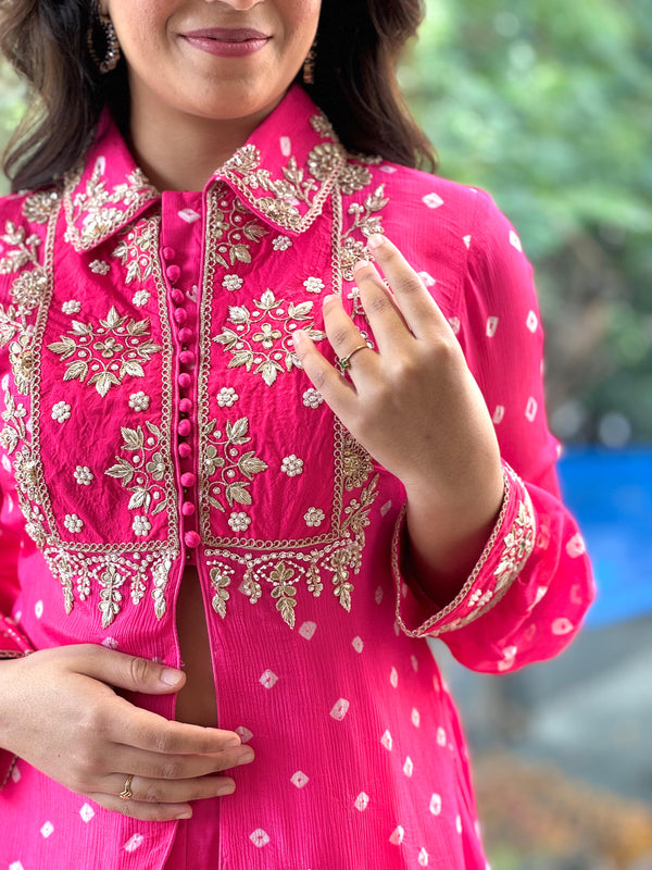 Pink Bandhej Palazzo Set