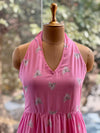 Pink Mul Halter Neck Dress
