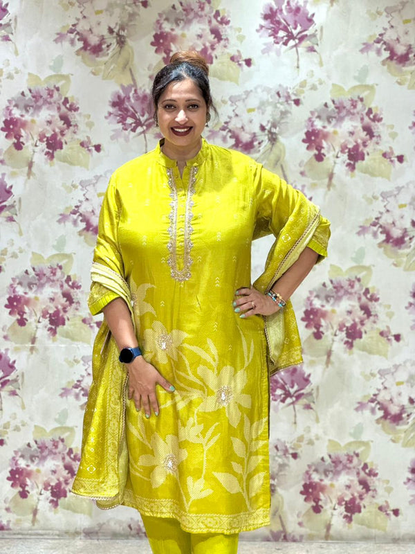 Yellow Digital Printed Dupatta Set