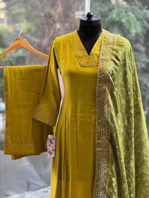 Green Banarasi Suit