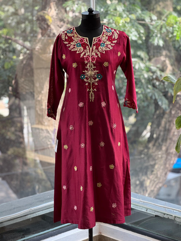 Maroon Thread Work Suit Set