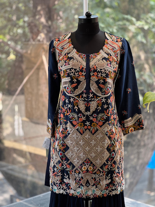 Navy Blue Sharara Set