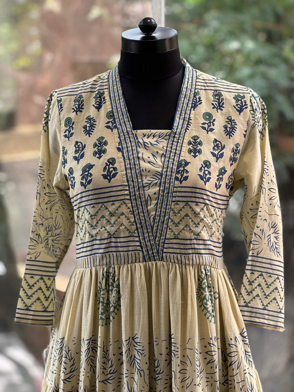 Beige Block Print Tunic