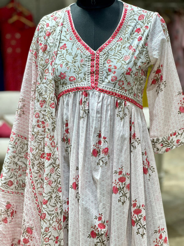Floral Alia Cut Dupatta Set