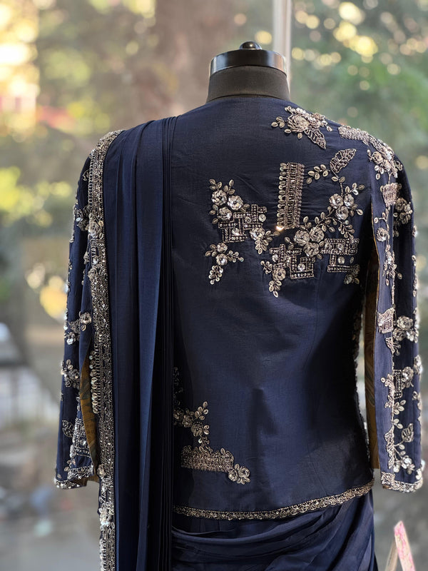 Navy Blue Designer Made Drape