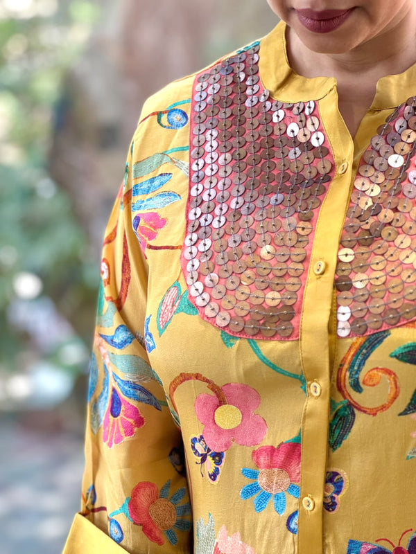 Yellow Floral Digital Printed Co Ord