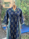 Blue A-Line Collared Neck Tunic