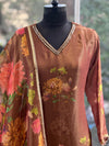 Brown Tissue Floral Dupatta Set
